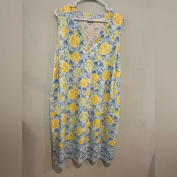 Lands' End Citrus and Blue Pattern Dress - Picture 1 of 5